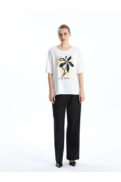 LC Waikiki Tricou de damă cu imprimeu cu gât crew