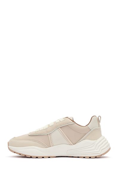 Derimod Acbc X Derimod Women's Beige Thick Soled Lace-Up Fabric Sneaker 25Sfd43566F