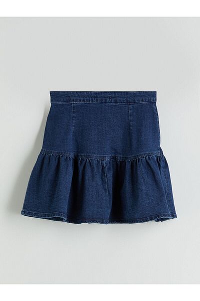 LC Waikiki Pleated Mini Jean Skirt