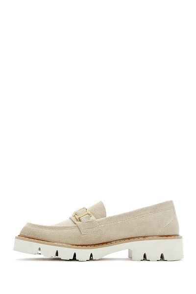 Derimod Women's Mink Buckle Suede Masculine Loafer 25Sfe402810