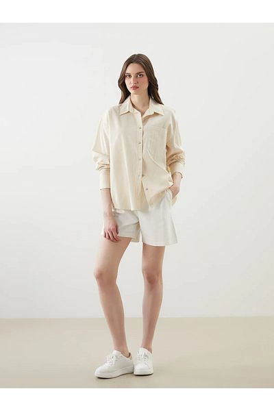 LC Waikiki Cămașă de damă oversize din amestec de in