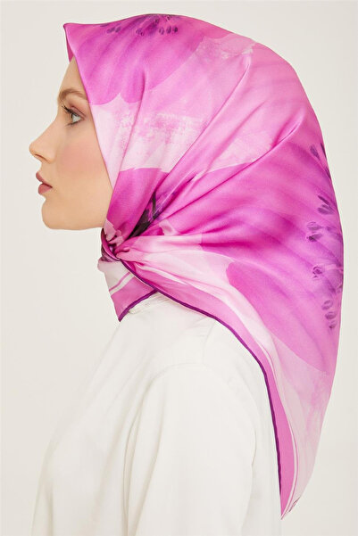 Armine Sura Silk Scarf 9100D (S) 90 X 90 Candy Pink - 04