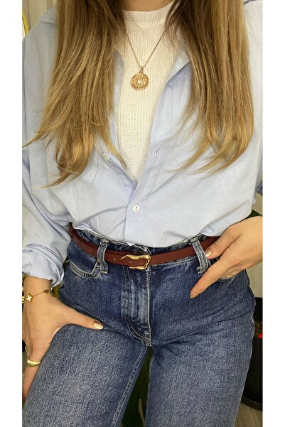 Lydie's Curea subțire pentru femei cu cataramă îndoită