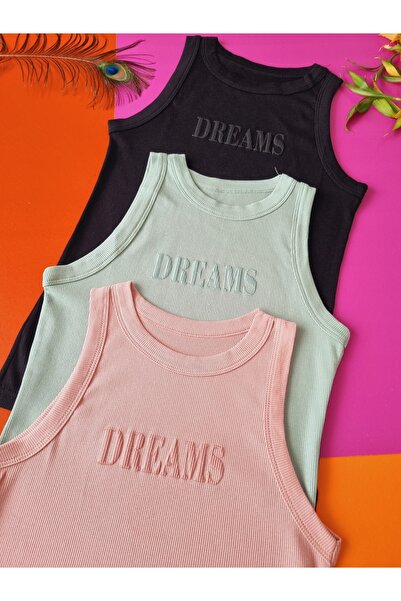 Demirsa Boutique Halter Neck 3 Pack Black, Green and Powder Modal Camisole Wo...