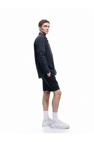Koton Βαμβακερό τζιν σορτς Oversize - Βερμούδα με λεπτομέρεια στην τσέπη