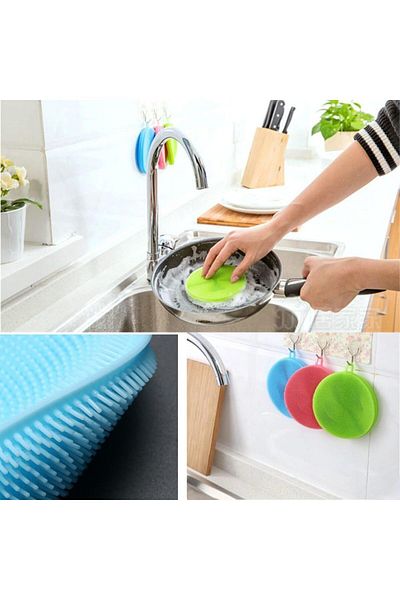 MAİN SHOP Silicone Dishwashing Brush Non-Exhausting (2 Pieces) M-148