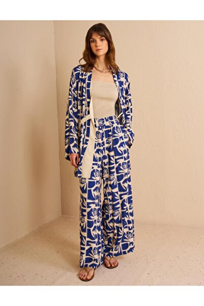 KYR Side Tie Viscose Double Suit Indigo