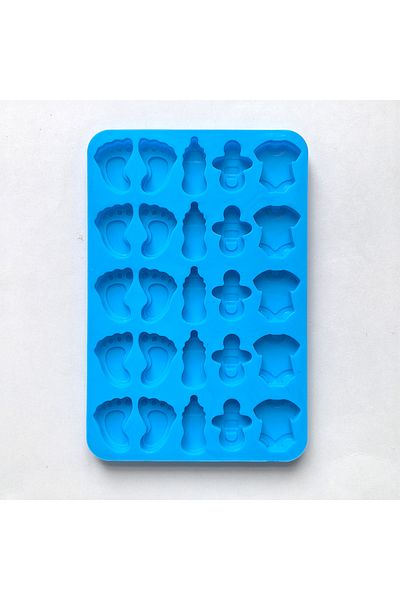 Choice blue 25 Hole Chocolate Baking Silicone Mold DIY Nipple Bottle Clothing Foot Candy Biscuit Mold Suita