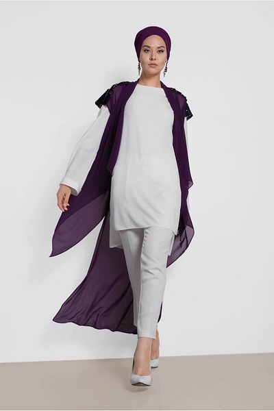 Alvina 4145 Model Double Tunic with Sequins