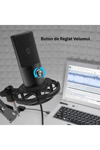 Velixo T669 Usb Professional Microphone, Cardioid, Noise Reduction,volume Control,pop Filter,adjustable Arm
