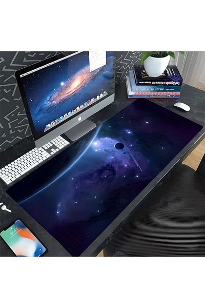 Velixo Mousepad mare din cauciuc, pentru gaming și birou, antiderapant, anti-rupere, impermeabil, model Cosmos, 90x40cm