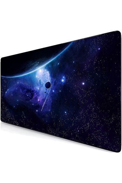 Velixo Mousepad mare din cauciuc, pentru gaming și birou, antiderapant, anti-rupere, impermeabil, model Cosmos, 90x40cm