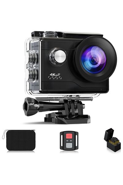 Velixo WiFi Sports Camera M80, 4K30FPS, 20MP, 2" LCD, 170° Adjustable, 40M Waterproof, Remote, 2 Batteries