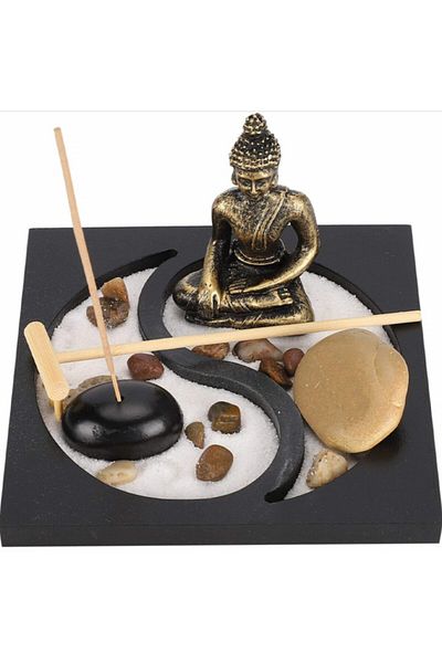 PUFO Feng Shui decorative set with candle holder and incense sticks with Buddha statuette