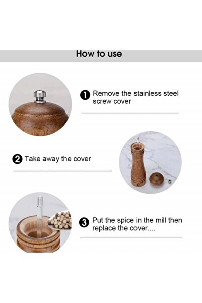 PUFO manual pepper and spice grinder made of wood, 15 cm, brown