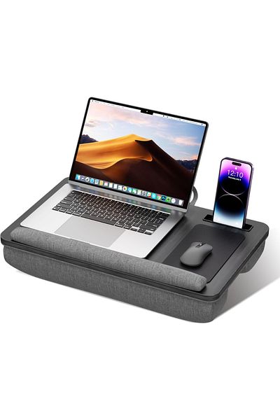 Velixo Suport laptop cu mousepad, suport telefon, tabletă, ergonomic, pernă dublă, portabil, 10-16"