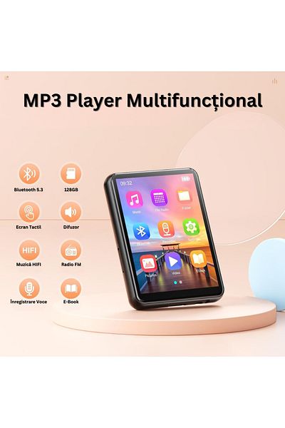 Velixo Mp3 Player 2.4" Touchscreen, Bluetooth 5.3, 128gb, Hifi, Fm Radio, Voice Recorder, E-book, Alarm