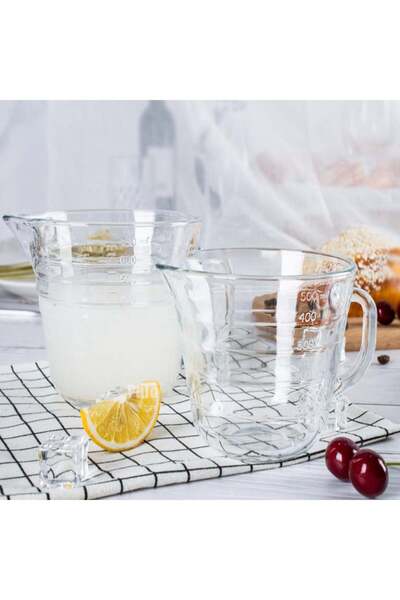 PUFO glass milk frother, for frothing milk, cappuccino, barista pitcher type with handle, 500 ml