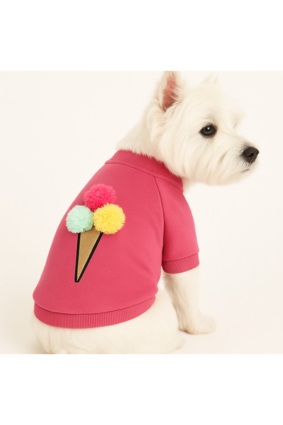 DOGİ&DOG Küçük Irk Pembe Ice Cream Kedi Köpek Kıyafet Sweati (1-10KG)