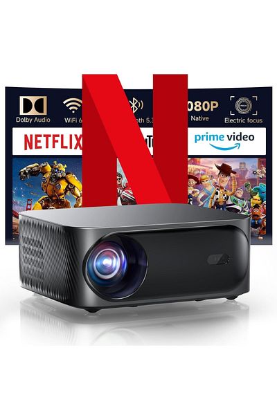 Velixo 1080p Full Hd Projector, Wifi 6, Bluetooth 5.3, 25000 Lumens, Dolby Audio, 4k Support, Hdmi, Av, Usb
