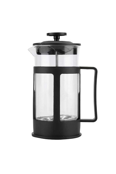 PUFO Fierbător modern din sticlă cu infuzor, mâner și sită French Press, 600 ml