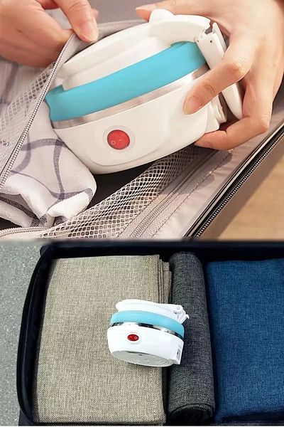 Rosemor Foldable Camping Picnic Water Heater Portable Mini Kettle Electric Kettle with Silicone