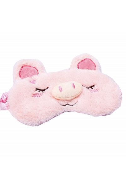 PUFO Mască de dormit sau de călătorie, cu gel detașabil, Pufo Piggy, 20 cm, roz