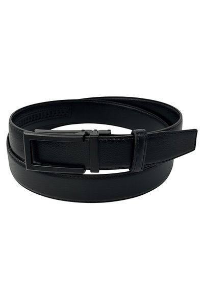 Süzer Deri 3.5 Cm. Classic Faux Leather Automatic Mechanism Buckle Solid Color Men's Belt Black