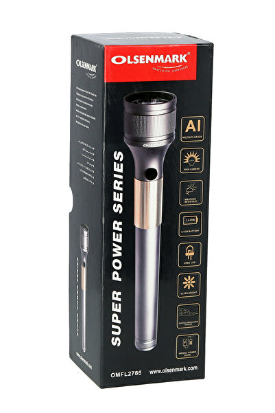 Olsenmark Rechargeable Led Flashlight | Cree 5w Led | 4000m Distance Range | Built-in Power Bank