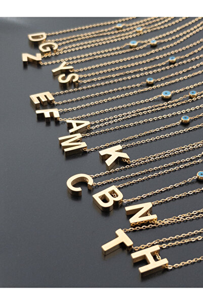 Siya Silver Evil Eye Beaded Letter Steel Necklace - Gold Color