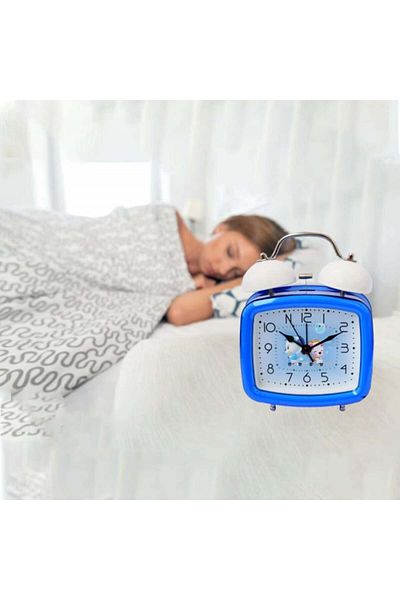 PUFO Ceas deșteptător pentru copii Joy, cu buton de iluminare a cadranului, 16 cm, model You&me, albastru închis