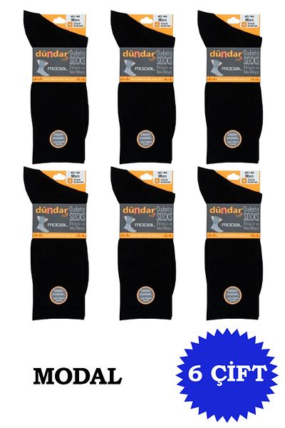 Dündar Men's Modal Diabetic Summer Long Socks 6 Pack