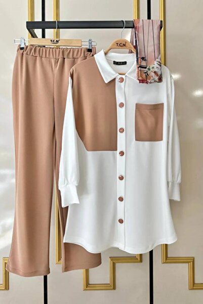 Mercan Part Detail Scuba Crepe Fabric Set of 2