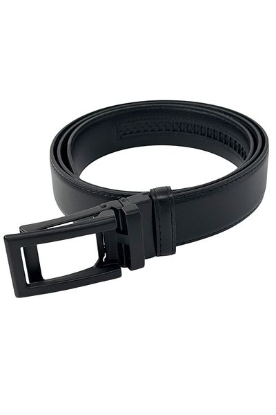 Süzer Deri 3.5 Cm. Classic Faux Leather Automatic Mechanism Buckle Solid Color Men's Belt Black