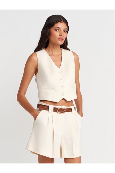 Dilvin 60587 Short Tailor-Made Vest-White