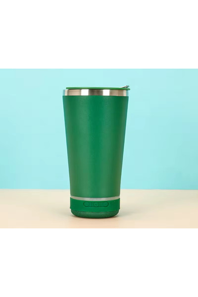 ABYZ Cană termos cu difuzor bluetooth, capac cu capacitate de 500 ml și desfăcător de sticle, încărcare USB, LED verde