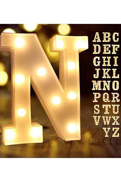 Generic Vitacelli Alphabet LED Letter Lights Light Up Plastic Letters Standing Hanging N