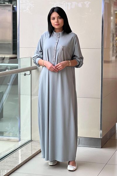 Nurcan Çetin Five Button Zipper Pocket Detailed Bamboo Dress