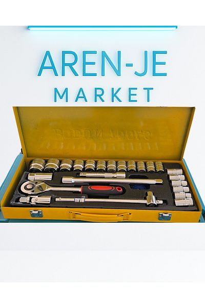 aren je Aren-Je Bodoni Tools 24 Piece 1/2” Socket Set – Ratcheting Sleeve Set with Metal Bag