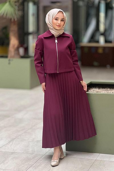 Nuss Bober Jacket Pleated Skirt Set