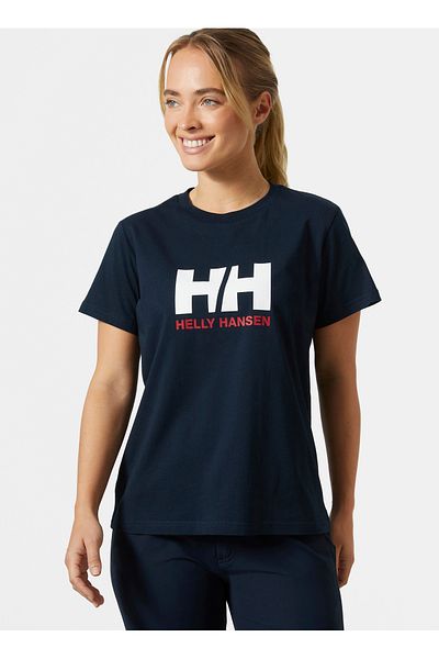 Helly Hansen Hha.54593_Helly Hansen W Hh Logo T- Navy Blue Bicycle Collar Regular Straight Women T-Shirt