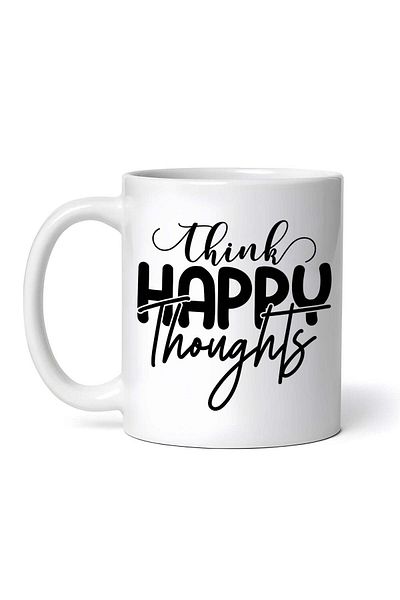 OEM Personalized White Mug, Think Happy Thoughts Bold, Inovatix®. 330 ml