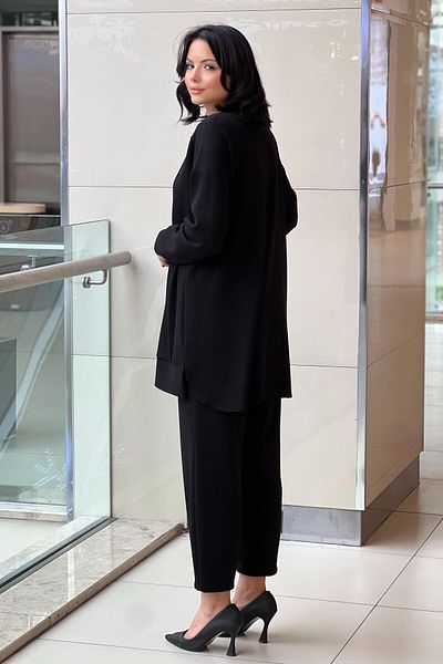 FUAT GÜRSEN Fuat Gürşen Ribbed Tunic Trousers Set with Stones on the Collar