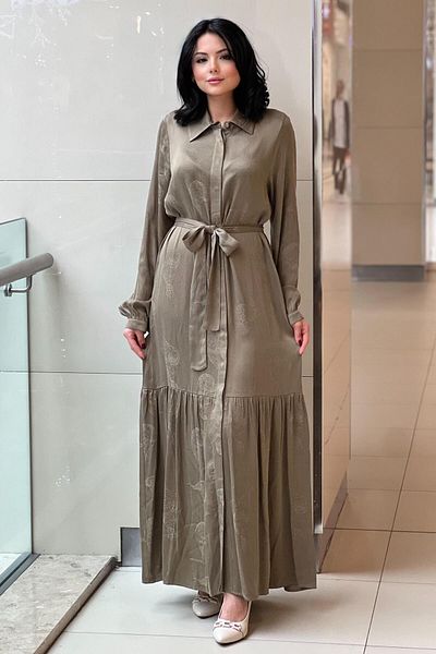 Nuss Shawl Print Vegan Silk Shirt Dress