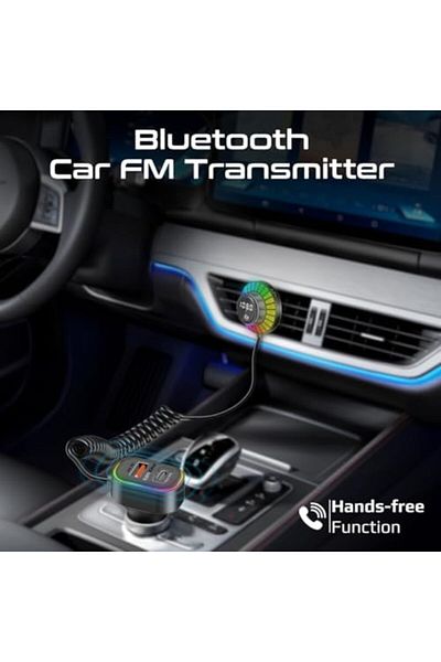 Promate Bluetooth FM Transmitter with Super-Charge PD30W USB-C Port, QC3.0 18W, AC Vent & Dashboard