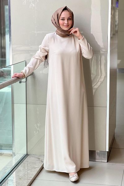 White Corner Imported Crepe Long Sleeve Underwear Dress
