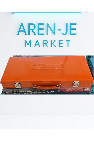 aren je Aren-Je Aiwan Power Tools 24 Piece Socket Set – 1/2” Ratcheting Sleeve & with Orange Metal Bag