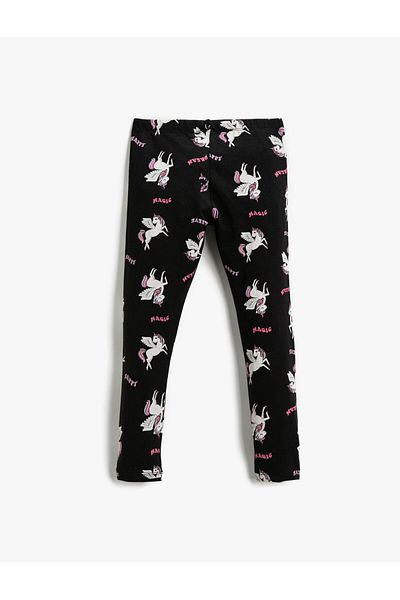 Koton Unicorn Printed Leggings Cotton with Elastic Waist