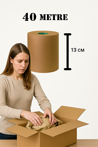ESLENTA 40 Metre Kraft Rulo Ambalaj Paketleme ve Çeyiz Paketleme Kağıdı