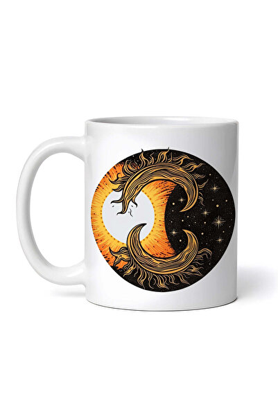 OEM Εξατομικευμένη Λευκή Κούπα, Σύντηξη Φεγγαριού και Ήλιου, Inovatix®. 330ml